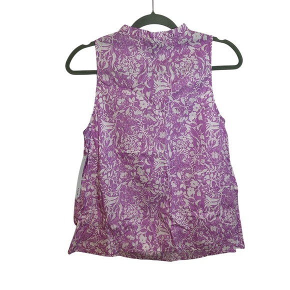 Nwt Aqua Lilac Purple Floral Smocked Tassel Sleeveless Top - Picture 2 of 4